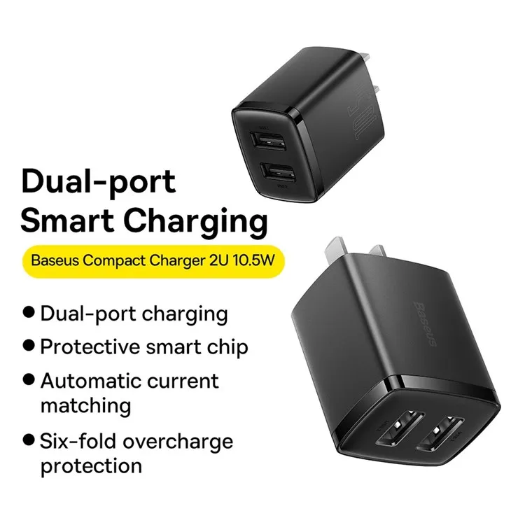 Baseus  CCXJ010001 Compact  Charger 2U 10.5W CN – Black